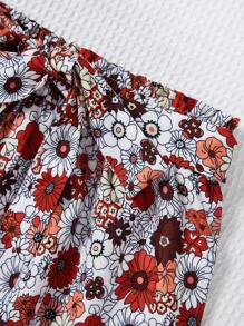 Soleia 印花荷葉邊短款上衣&附腰帶短褲 - 彩色 - 查看 5