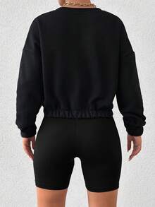 SHEIN Cottnline Heart Print Drop Shoulder Sweatshirt