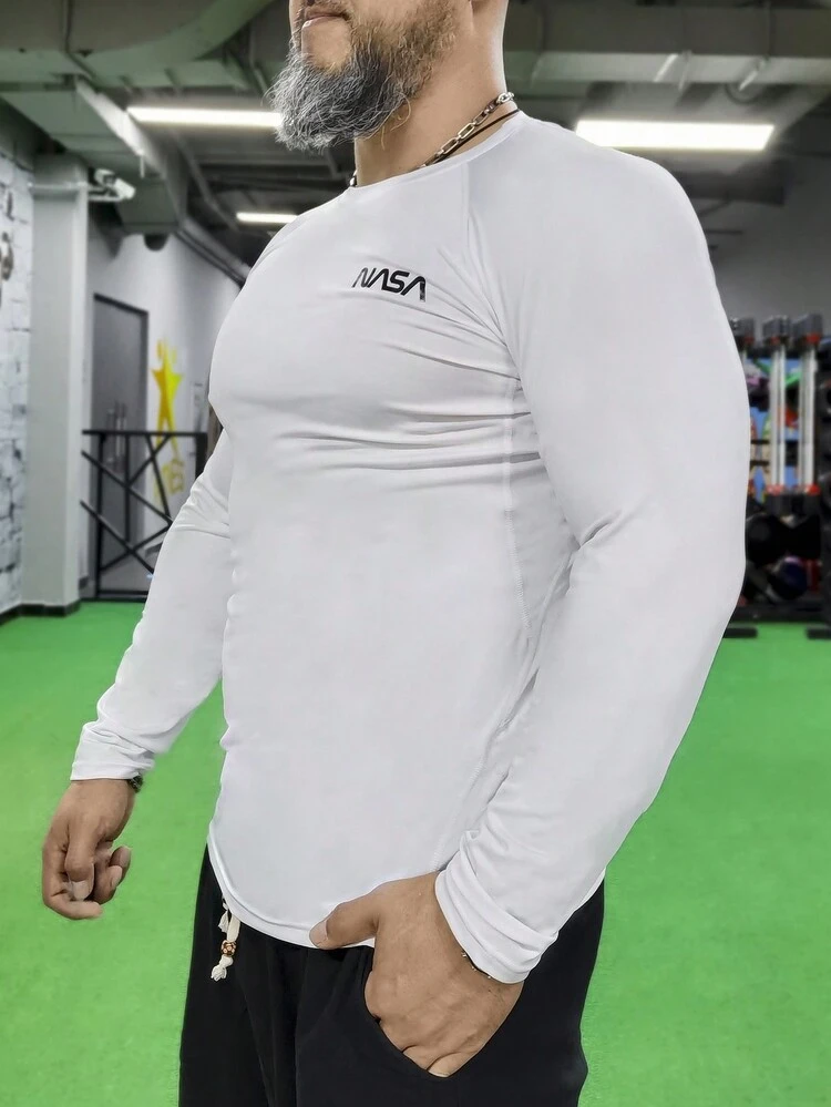 Men Letter Graphic Raglan Sleeve Sports Tee Long Sleeve Shirt
