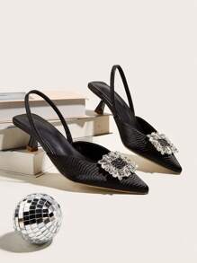 女士 2024 新款水钻尖头高跟时尚正装鞋（鞋面随机剪裁）