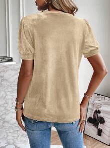 SHEIN LUNE Camiseta unicolor de manga farol - Albaricoque - Ver 2