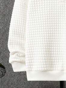 SHEIN Tween Boy Letter Patched Polo Neck Sweatshirt & Sweatpants - White - View 4