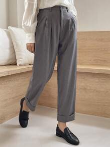 DAZY Spodnie Casual Business Solid Color Tapered Leg, Spodnie damskie wizytowe