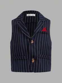 男小童條紋圖案西裝外套背心和褲子&前蝴蝶結襯衫 - 彩色 - 查看 9