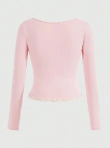 ROMWE Kawaii Top de encaje tipo lechero para mujer de talla grande