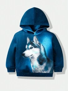 SHEIN Áo nỉ in hình sói 3D cho bé trai - Nhiều màu - Xem 1