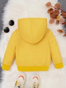 男孩卡通和字母圖案保暖連帽衫