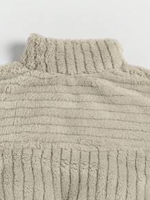 SHEIN EZwear Zip Up Drop Shoulder Teddy Jacket
