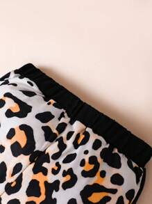 男嬰3D耳朵袋鼠口袋連帽衫和豹紋印花衛褲