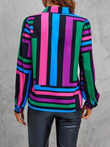 SHEIN LUNE In Địa lý Nút phía trước Áo sơ mi - Nhiều màu - Xem 2