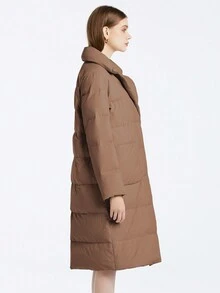 MIEGOFCE Women's Solid Color Dual Pocket Turndown Collar Padded Coat - Brown - View 4