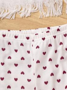 年輕女孩4入組卡通圖形對比綁定緊身睡衣套裝 - 紅色 - 查看 8