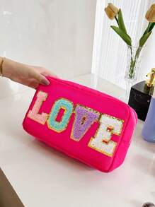 Letter Graphic Makeup Bag,Makeup Bag Makeup Pouch Skincare Bag Toiletry Bag Packing Cubes,Travel Essentials Cruise Essentials Dorm Essentials,Wedding Bridesmaid Gifts,Mom Gifts,Birthday Gifts,Gifts For Friends And Teachers,Home Decor,Bathroom Livingroom Bedroom Decor,Bathroom Organizer,Jewelry Organizer,Lip Oil Organizer,Nail Polish Organizer Storage Makeup Organizer Makeup Case - Multicolor - View 6