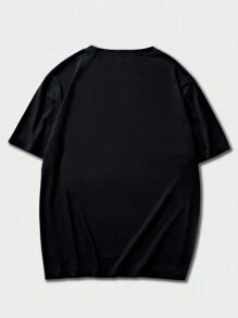 ROMWE MEN Anime Men Japanese Letter & Figure Graphic Tee, School, Emo