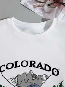 SHEIN EZwear 大碼山和字母圖案保暖套頭衫 - 白色 - 查看 8