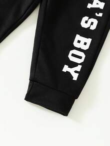 男嬰3入組字母圖案衛褲 - 棕色 - 查看 4