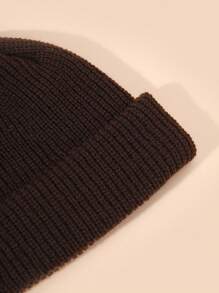 Solid Color Minimalist Knitted Fashion Hat Casual - Coffee Brown - View 3