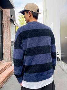 Claim Dot Uomo Maglione colorblock spalle cadenti - Blu reale - Visualizzare 2