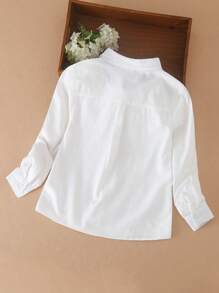 Camisa de manga larga con cuello vuelto estilo prepa para niño preadolescente, para primavera y otoño