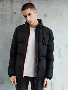 Manfinity RebelGame Áo khoác nam dáng rộng có miếng vá nhiệt lót đệm - màu đen - Xem 6