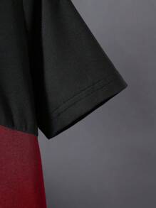 SHEIN Tween Boy Color Block Letter Patched Detail Tee
