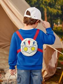 SHEIN 小男孩卡通圖案運動衫 - 藍色 - 查看 1