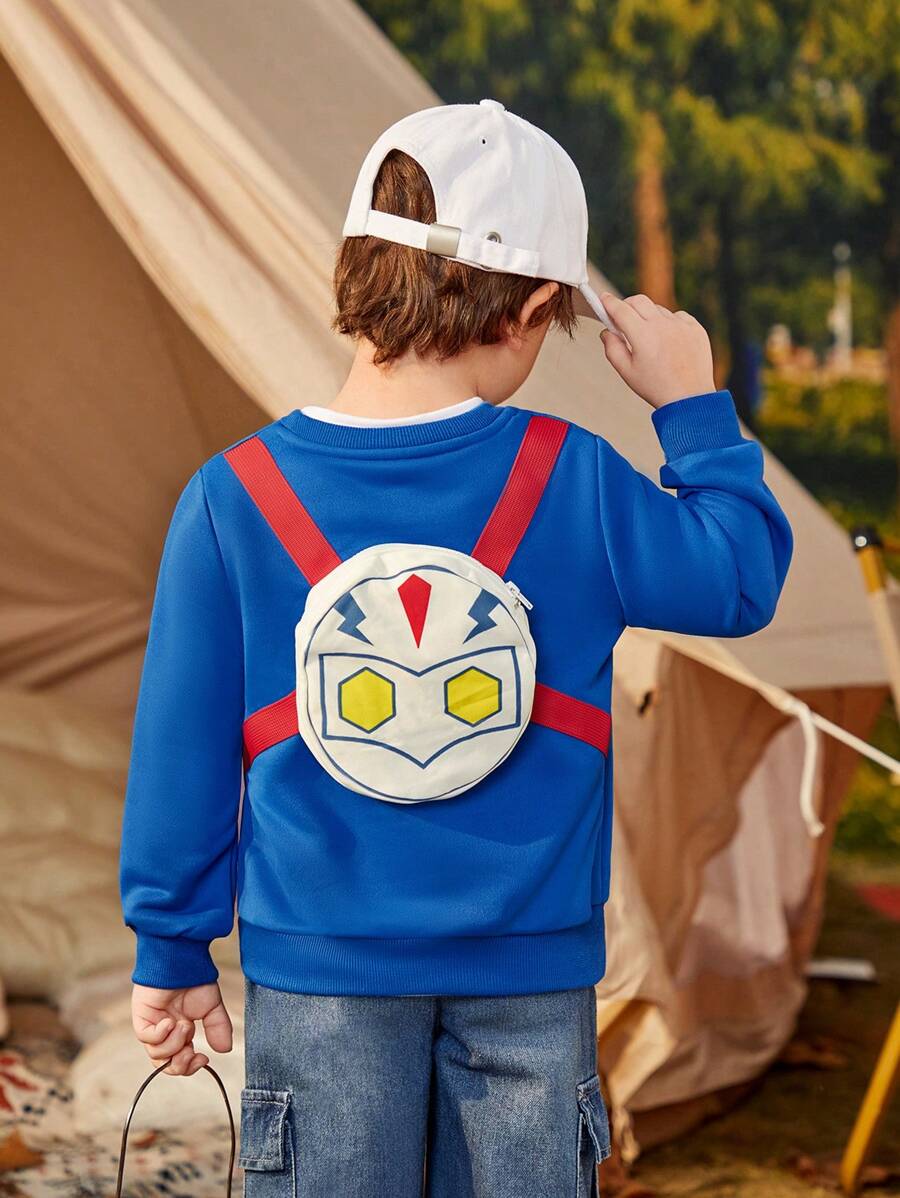 SHEIN 小男孩卡通圖案運動衫 - 藍色 - 查看 1