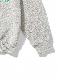 Men Slogan Embroidery Drop Shoulder Sweater - Light Grey - View 3