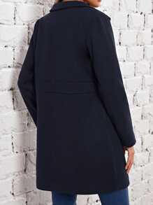 EMERY ROSE Solid Slant Pocket Overcoat - Blue - View 2