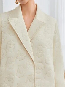 BizChic Chất rắn Cổ áo Áo khoác Quilted Không có thắt lưng - trắng - Xem 3