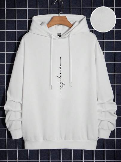 RueChic Heren Letter Grafisch Trekkoord Hoodie