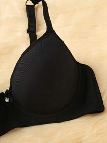 Sujetador unicolor con aro - Negro - Ver 4