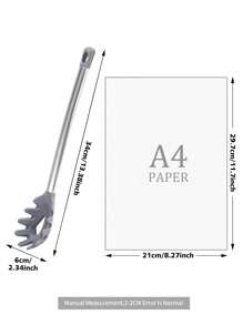 SHEIN Basic living 1入組矽膠意大利面意大利細麵條叉適用於廚房,意大利面勺帶不銹鋼手柄,,意大利細麵條过滤器&湯匙,耐熱烹飪工具 - 淺灰色 - 查看 6