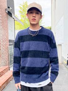 Claim Dot Uomo Maglione colorblock spalle cadenti - Blu reale - Visualizzare 3