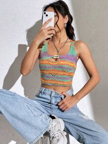 SHEIN Unity Top intrecciato corto modelli righe - Multicolore - Visualizzare 6