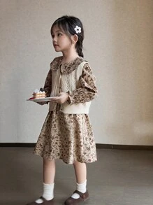 Cô Gái Trẻ In hoa Ditsy Cổ tròn Váy Smock - Nhiều màu - Xem 6