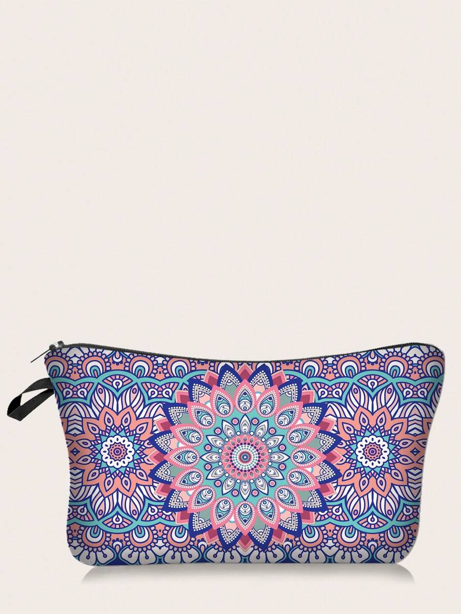 Mandala Print Zipper Makeup Bag Storage Makeup Organizer Makeup Case - Multicolor - View 1
