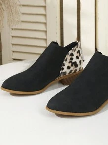 Women Leopard Pattern Ankle Boots - Black - View 4