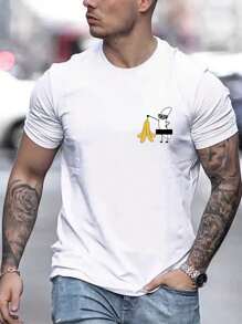 Manfinity Nam Đồ họa Hoạt hình Áo thun - trắng - Xem 1