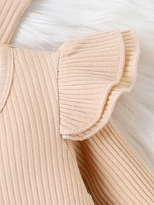 女嬰荷葉邊連身背心&前蝴蝶結衛褲＆ 頭巾