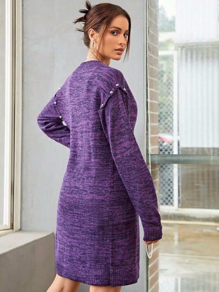 Space Dye Drop Shoulder Button Front Cardigan