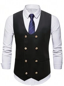 Manfinity Mode 男士大码素色西裝外套&西裝褲 - 黑色 - 查看 6