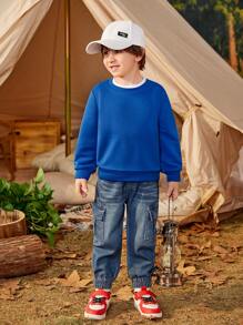 SHEIN 小男孩卡通圖案運動衫 - 藍色 - 查看 6