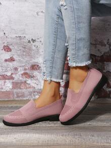 女用針織平底單鞋 - 粉色 - 查看 2