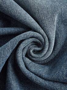 SHEIN MOD 加大星星图案阔腿贴花刺绣可爱春季牛仔裤 - 中等水洗藍 - 查看 3