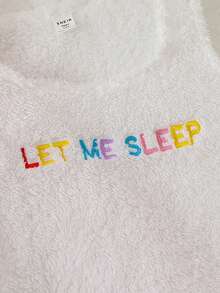 青少年女孩紮染連帽腰帶法蘭絨睡袍帶字母刺繡背心洋裝睡衣套裝 - 彩色 - 查看 3