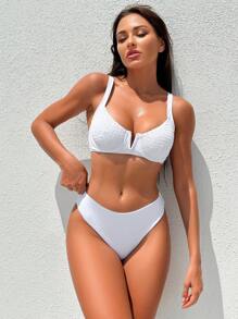 Bộ bikini có dây buộc - trắng - Xem 1