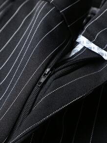 Manfinity Mode 男士細條紋印花單排釦西裝外套&西裝褲 - 黑色 - 查看 3