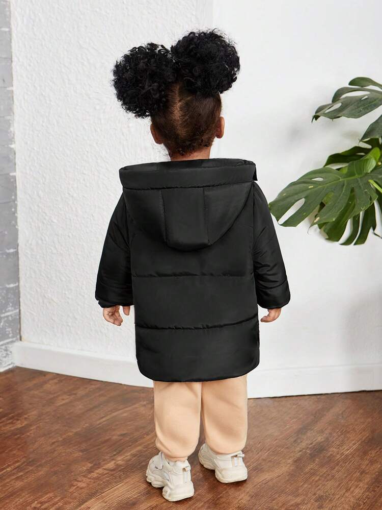 Baby Girl Patched Pocket Hooded Coat