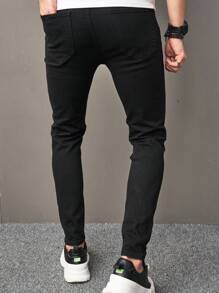 Manfinity LEGND Men Ripped Frayed Skinny Jeans - Black - View 2